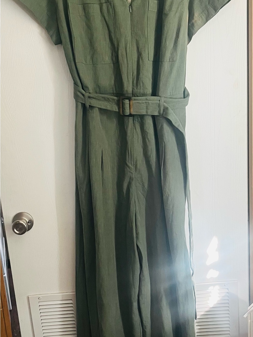 Ava & Viv Olive Green Utility Belted Long Sleeve Dress